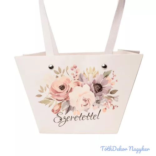 Feliratos virágtáska 20x12x12cm - Szeretettel