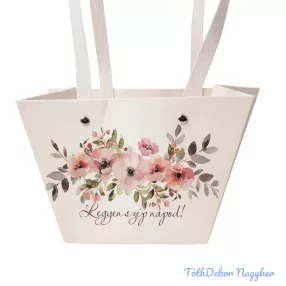 Feliratos virágtáska 20x12x12cm - Legyen szép napod!