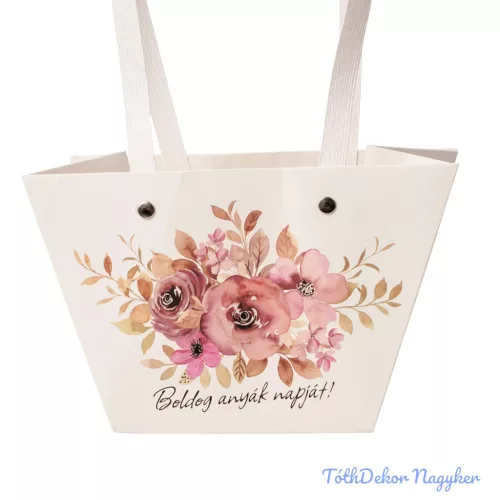 Feliratos virágtáska 20x12x12cm - Boldog anyák napját!