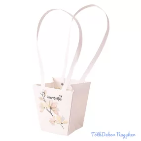   "Szeretettel" feliratos virág táska 12(h) x 12(sz) x 12.5(m) cm