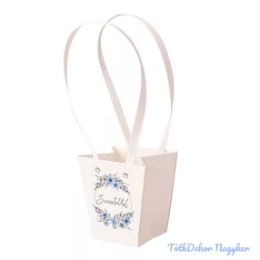   "Szeretettel" feliratos virág táska 12(h) x 12(sz) x 12.5(m) cm