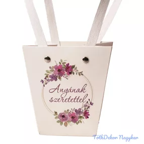 Feliratos virágtáska 12x8x12,5cm - Anyának szeretettel