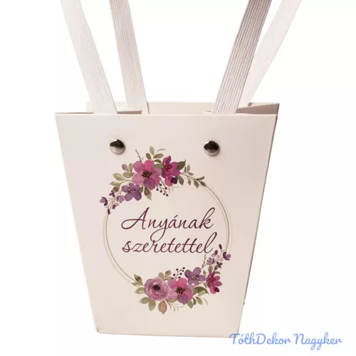 Feliratos virágtáska 12x8x12,5cm - Anyának szeretettel