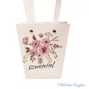 Feliratos virágtáska 12x8x12,5cm - Szeretettel