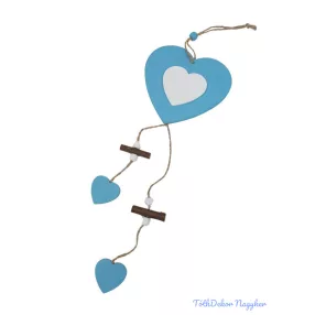 Fa szív függő kb 40cm - Kék