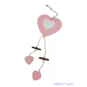 Fa szív függő kb 40cm - Rózsaszín