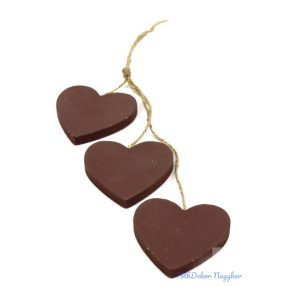 Szív függő 3 db-os - Barna