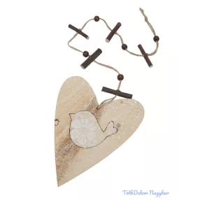 Fa szív girland madárkás - Világos Barna