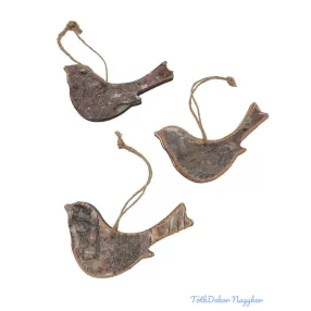 Madárka nyírfa akasztós dekor 3db/csomag