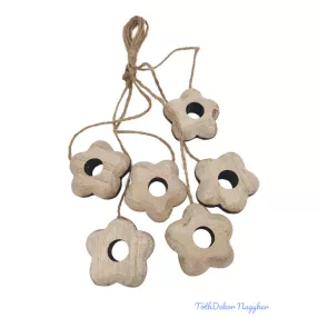 Faragott fa virág zsinórral 6db/csomag - Natúr