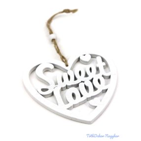 Sweet Love akasztós szív 10x9,5cm - Fehér