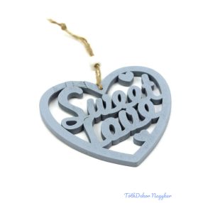 Sweet Love akasztós szív 10x9,5cm - Szürke