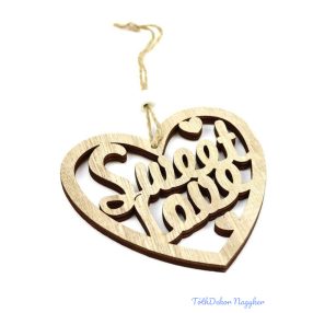 Sweet Love akasztós szív 10x9,5cm - Natúr