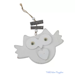 Nyitott szárnyú akasztós fa bagoly - Fehér