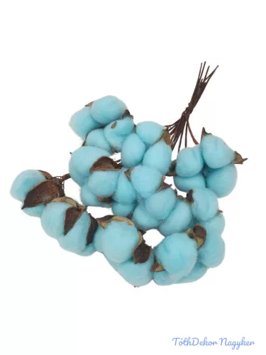 Drótos szárú gyapot 10db 5-6 cm fej - Világos kék