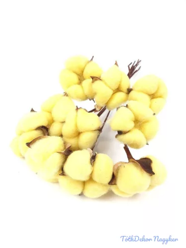 Drótos szárú gyapot 10db 5-6 cm fej - Sárga