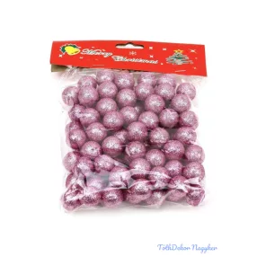 Glitteres golyó díszítő 2cm kb 85db/cs - Mályva