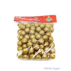 Glitteres golyó díszítő 2cm kb 85db/cs - Óarany