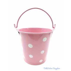 Kicsi pöttyös bádog vödör - Rózsaszín