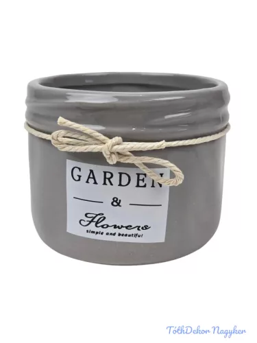 Garden feliratos kaspó zsinórral - Drapp