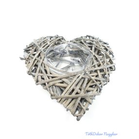 Szív kosár nagy 25x26cm - Szürke