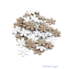 Fa dekor fehér-drapp 50db/csomag - Hatszirmú virág