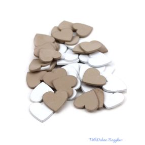 Fa dekor fehér-drapp 50db/csomag - Szív