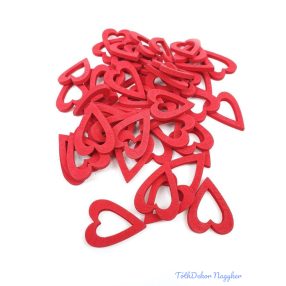 Lyukas szív fa dekor 50db/csomag - Piros