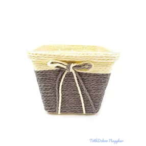 Bélelt köteles kocka kaspó 13cm - Szürke
