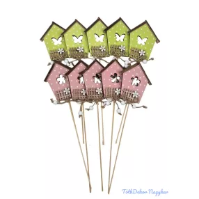 Pöttyös házikó betűző 10db/csomag - Rózsaszín-Zöld