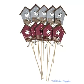 Pöttyös házikó betűző 10db/csomag - Bordó-Szürke