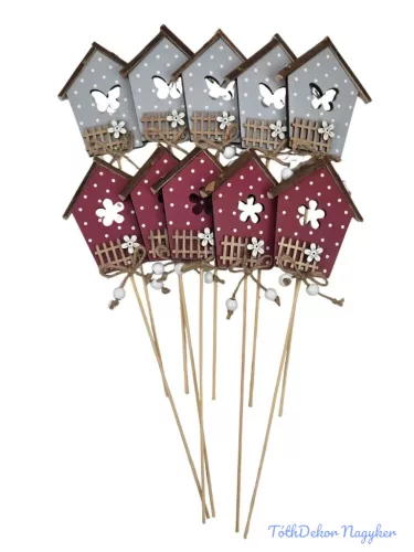 Pöttyös házikó betűző 10db/csomag - Bordó-Szürke