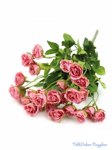Apró kb 25 fejes selyem rózsa csokor 33 cm - Rózsaszín