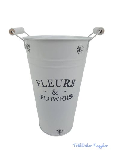 Magas bádog virágtartó 25cm - Fehér
