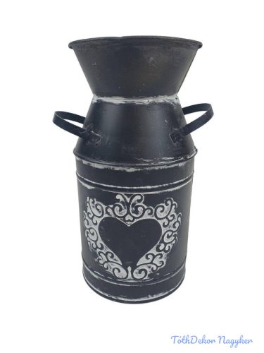 Fekete inda és szívmintás bádog kanna