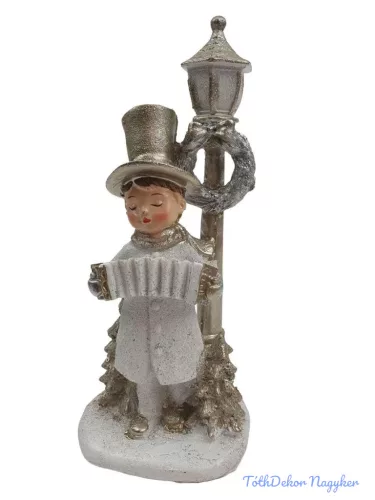 Hangszeres téli figura lámpaoszloppal -Lány