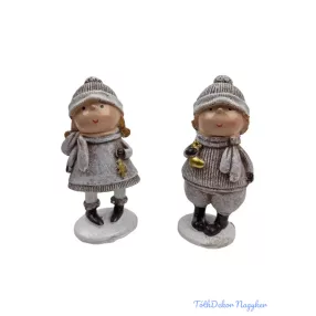 Drapp ruhás karácsonyi figura arany dísszel