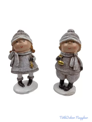 Drapp ruhás karácsonyi figura arany dísszel