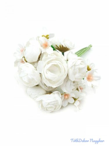 Boglárka 5 szálas köteg apró virágokkal 29 cm - Fehér
