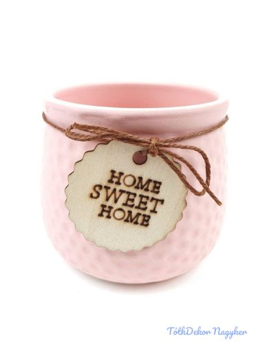 Fa címkés Home Sweet Home kaspó 9cm - Rózsaszín