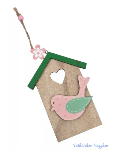 Színes tetejű madárházikó - rózsaszín madaras