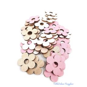 Fa dekor natúr-fehér-rózsaszín 36db/csomag - Virág