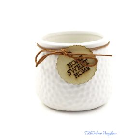 Fa címkés Home Sweet Home kaspó 7,5cm kicsi - Fehér