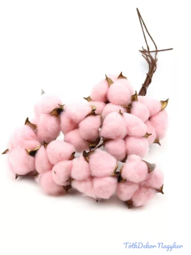 Drótos szárú gyapot 10db 5-6 cm fej - Rózsaszín