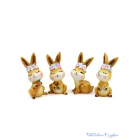 Virágkoszorús nyuszi figura 7,5x11cm