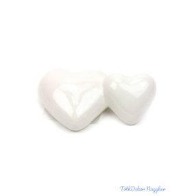 Kerámia szív pár 8x5cm - Fehér