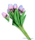 Tulipán gumis 10 szálas real touch köteg 33cm - Mályvás Kék
