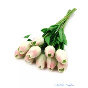   Tulipán gumis 10 szálas real touch köteg 33cm - Cirmos Zöld