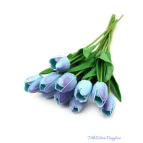   Tulipán gumis 10 szálas real touch köteg 33cm - Lilás Kék