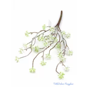 Hamvas bogyós műzöld ág 44 cm - Fehér